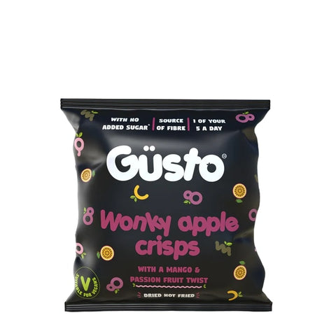 Gusto air dried apple crisps with mango & passion fruit 20g (Pack of 12)