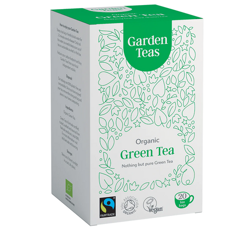 Garden Teas Organic Fairtrade Green Tea 20 Plastic Free Envelopes (Pack of 6)
