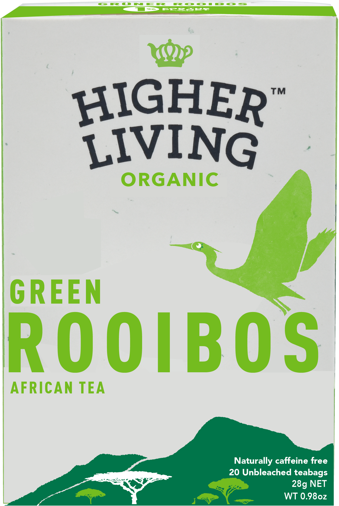 Higher Living Organic Green Rooibos 20 Bags (Pack of 4)
