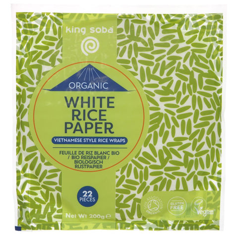 King Soba White Rice Paper Organic 200g (Pack of 10)