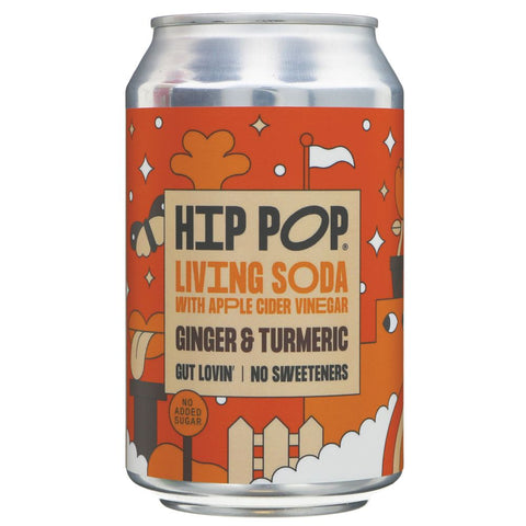 Hippop Living Soda Ginger & turmeric 330ml (Pack of 12)