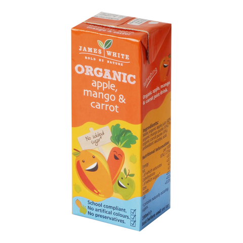 James White Drinks Organic Apple, Mango & Carrot 200ml (Pack of 8)