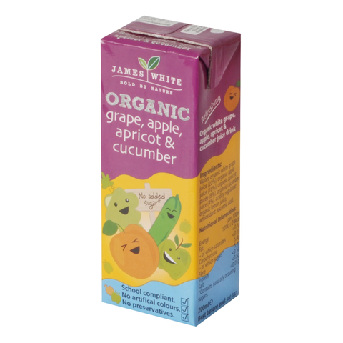 James White Drinks Organic Grape, Apple, Apricot & Cucumber 200ml (Pack of 8)