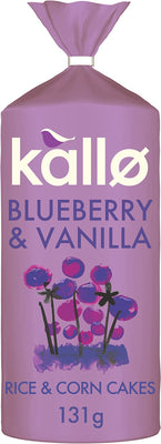 Kallo Blueberry & Vanilla Wholegrain Rice & Corn Cakes 131g (Pack of 6)