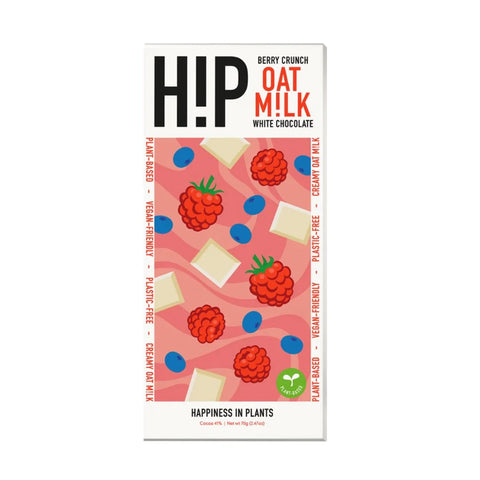 H!p - Happiness In Plants White Berry Crunch Oat Chocolate 70g (Pack of 12)