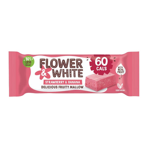 Flower & White Strawberry & Banana Mallow Bar 35g (Pack of 15)