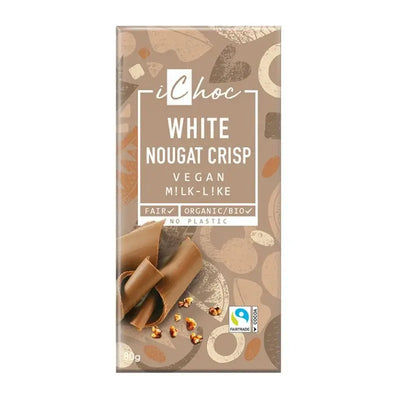 Ichoc White Nougat Crisp Organic 80g (Pack of 10)