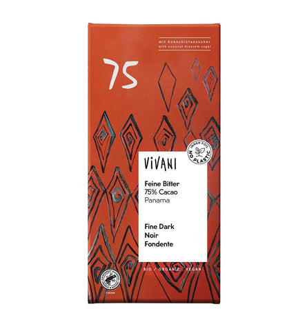 Vivani Organic Chocolate Dark 75% Chocolate 80g (Pack of 10)