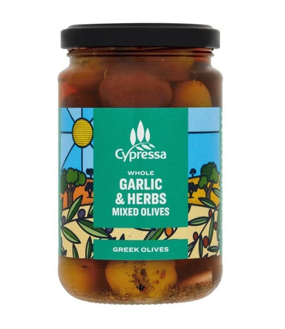 Cypressa Mixed Olives With Garlic & Herb 315g (Pack of 6)
