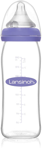 Lansinoh Glass Feeding Bottle with Natural Wave Teat 240ml (Pack of 3)