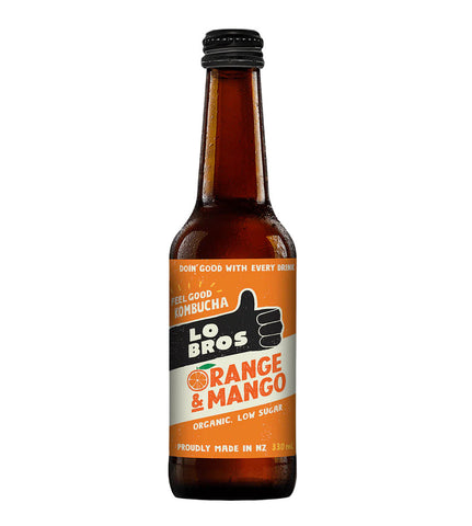 Lo Bros Orange & Mango Kombucha 330ml (Pack of 12)