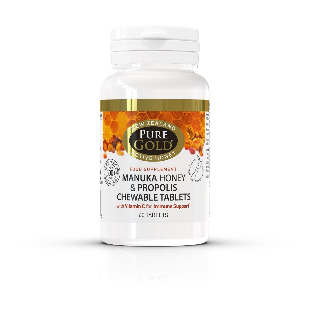 Pure Gold Manuka Honey and Propolis 60 Chewable Tablets