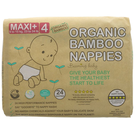 Beaming Baby Organic Bamboo Nappies Size 4 24 (Pack of 4)