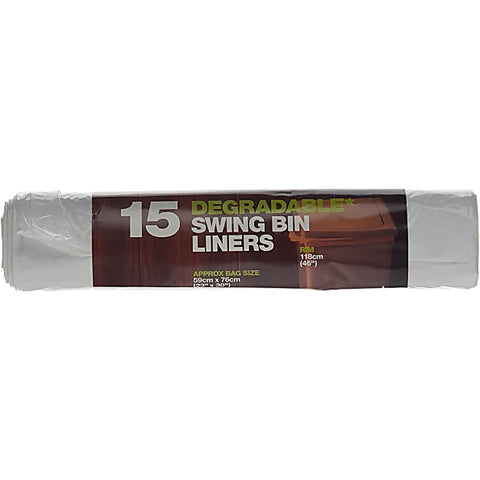 D2W Swing Bin Liner Drawtape Roll of 15 /50L