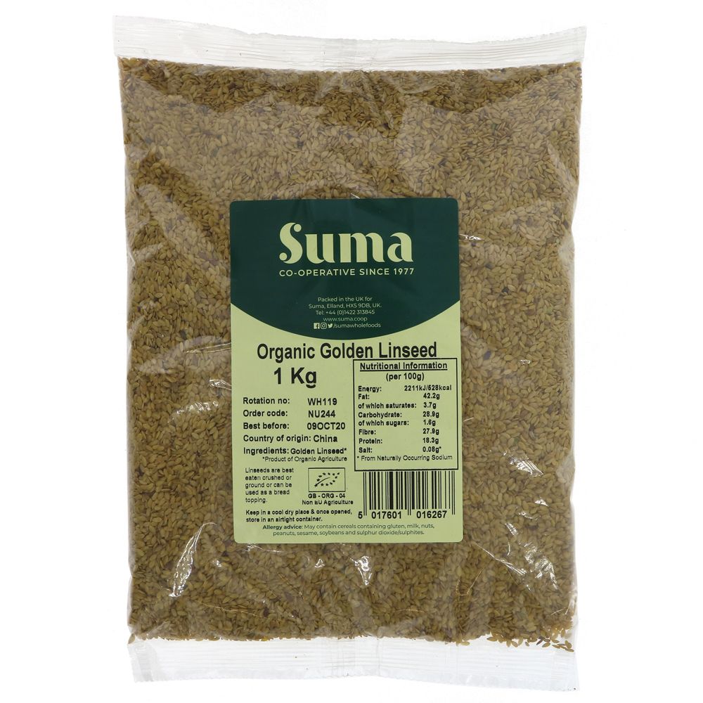 Suma Bagged Down Organic Golden Linseed 1kg