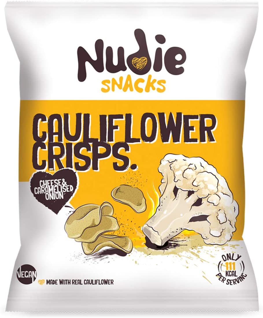 Nudie Snacks Cheese & Caramelised Onion Cauliflower Crisps 80g (Pack of 16)