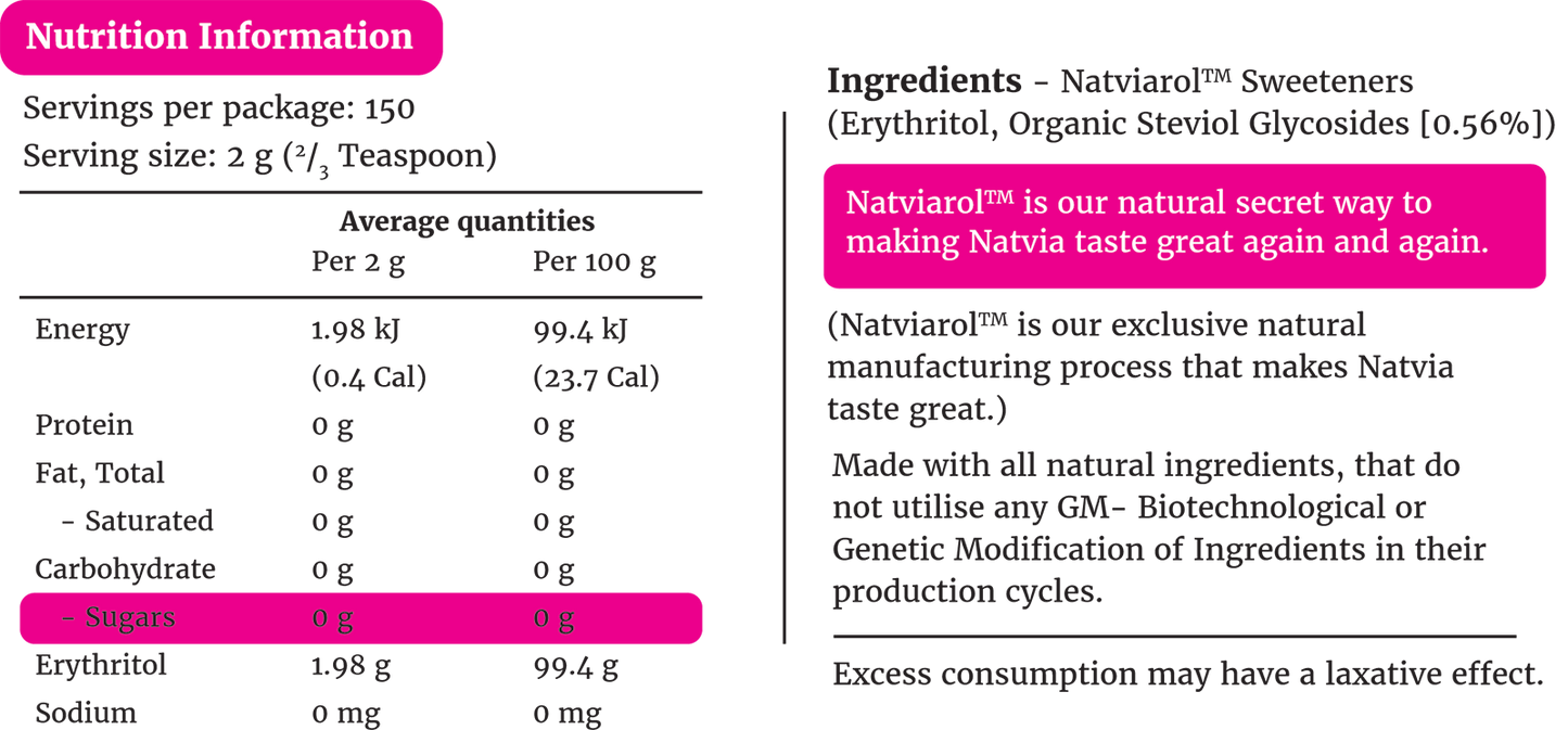 Natvia 100 % Natural Sweetener Canister 300g