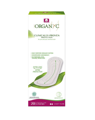 Organyc Extra Long Flat Panty Liners Light Flow 108g (Pack of 12)