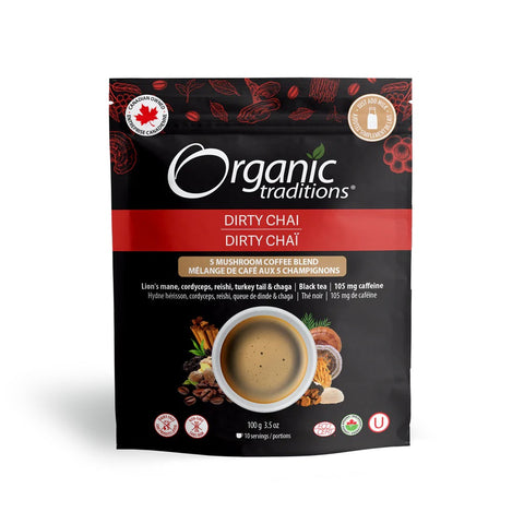 Organic Traditions 5 Mushroom Coffee Blend Dirty Chai 100g (Pack of 6)