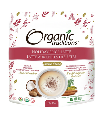 Organic Traditions Holiday Spice Latte - Limited Edition 150g (Pack of 6)
