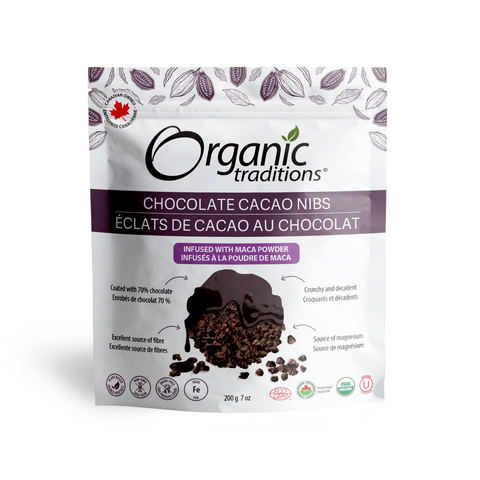 Organic Traditions Chocolate Coated Cacao Nibs Infused With Maca 200g (Pack of 6)