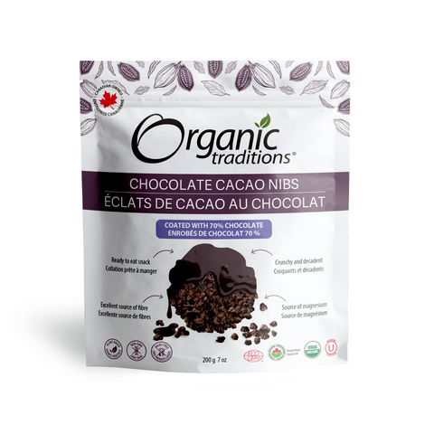 Organic Traditions Chocolate Coated Cacao Nibs 200g (Pack of 6)