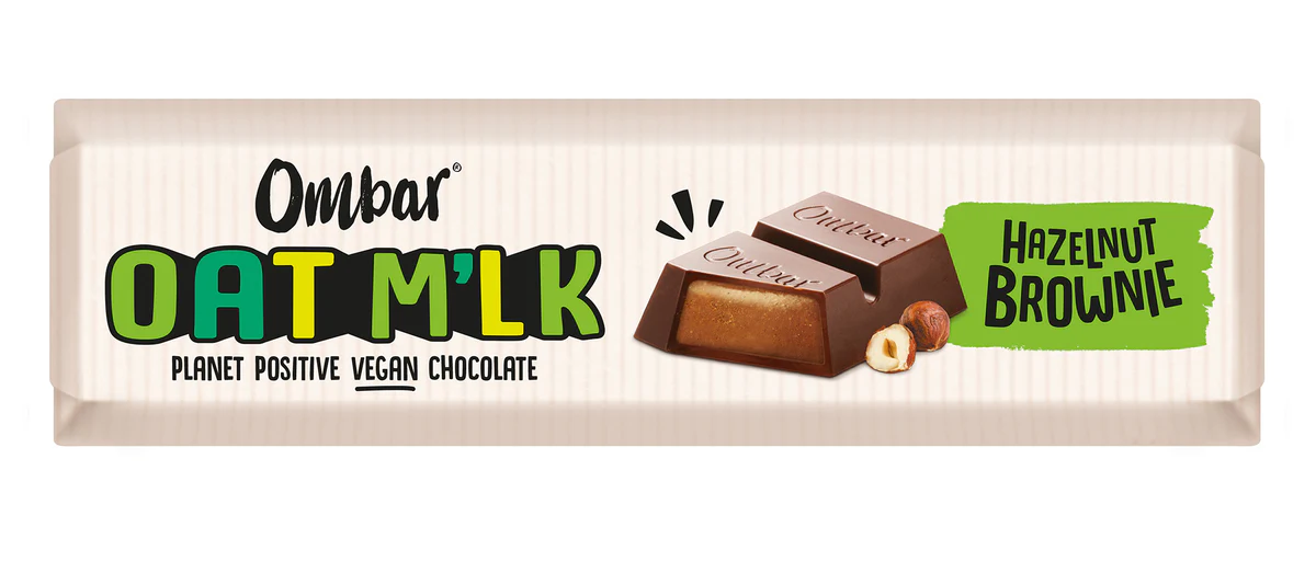 Ombar Oat Milk Organic Hazelnut Brownie Filled Bar 42g (Pack of 15)