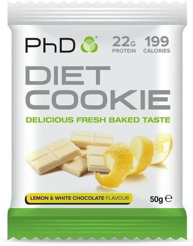 PhD Diet Cookie, Lemon & White Chocolate - 12 cookies