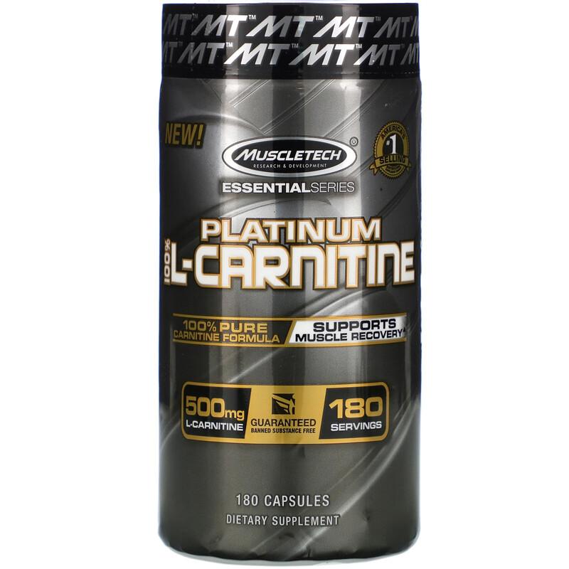 MuscleTech Platinum 100% Carnitine, 500mg - 180 caps