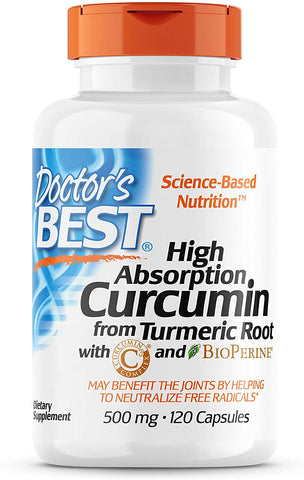 Doctor's Best High Absorption Curcumin From Turmeric Root with C3 Complex & BioPerine, 500mg - 120 caps
