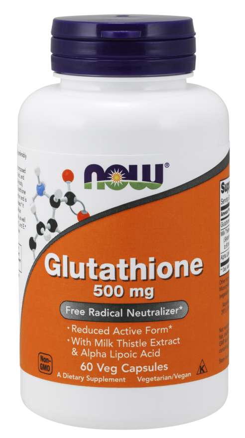 NOW Foods Glutathione with Milk Thistle Extract & Alpha Lipoic Acid, 500mg - 60 vcaps