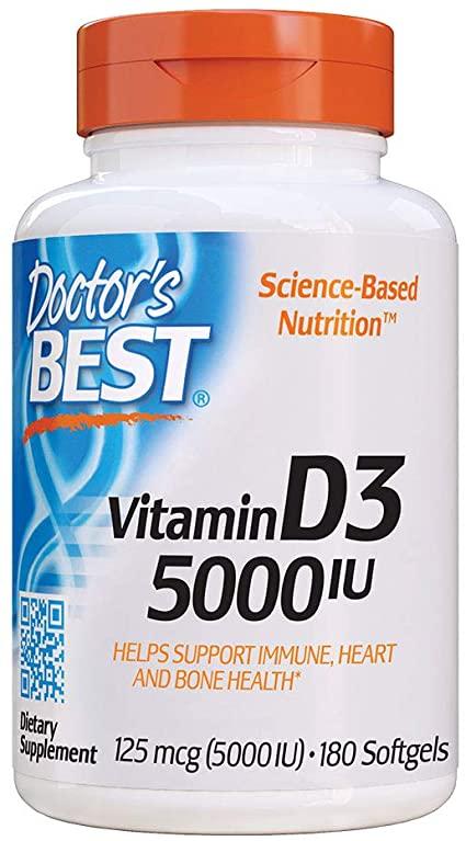 Doctor's Best Vitamin D3, 5000 IU - 180 softgels