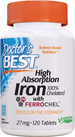 Doctor's Best High Absorption Iron, 27mg - 120 tabs