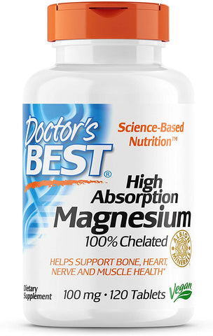 Doctor's Best High Absorption Magnesium, 100mg - 120 tablets