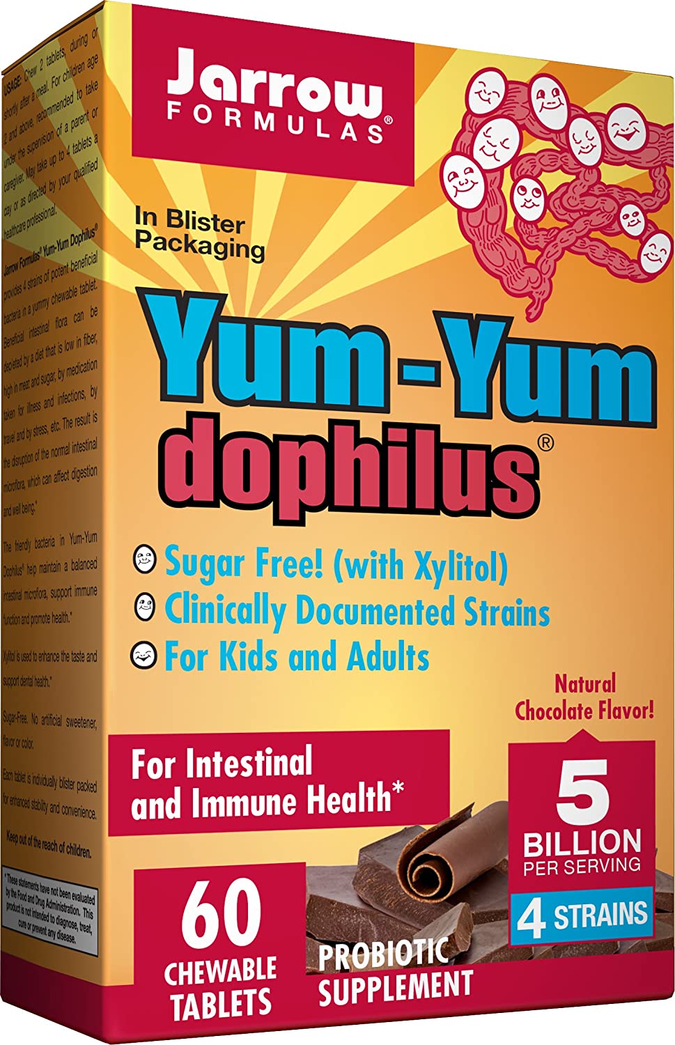 Jarrow Formulas Yum-Yum Dophilus, 5 Billion Chocolate - 60 chewable tabs