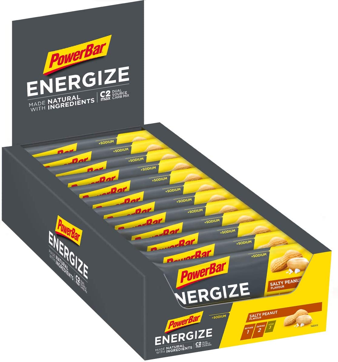 PowerBar Energize Bar with Natural Ingredients, Salty Peanut - 25 bars