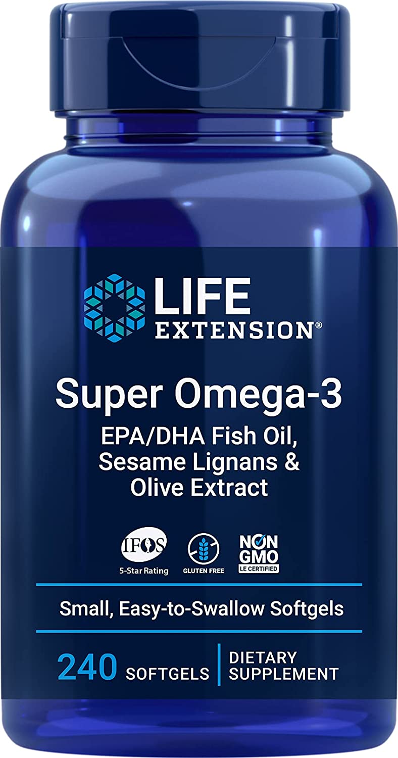 Life Extension Super Omega-3 EPA/DHA with Sesame Lignans & Olive Extract - 240 softgels