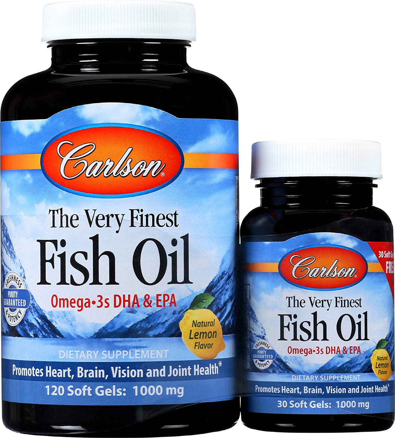 Carlson Labs The Very Finest Fish Oil - 700mg Omega-3s, Natural Lemon - 120 + 30 softgels