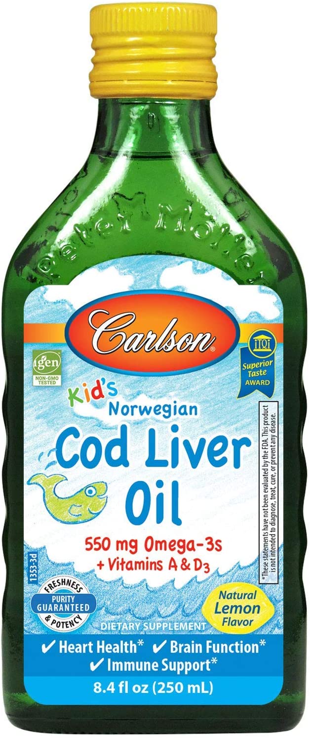Carlson Labs Kid's Cod Liver Oil, 550mg Natural Lemon - 250 ml.