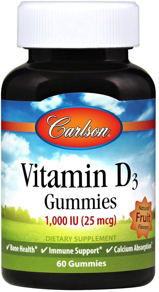Carlson Labs Vitamin D3 Gummies, 1000 IU Natural Fruit - 60 gummies