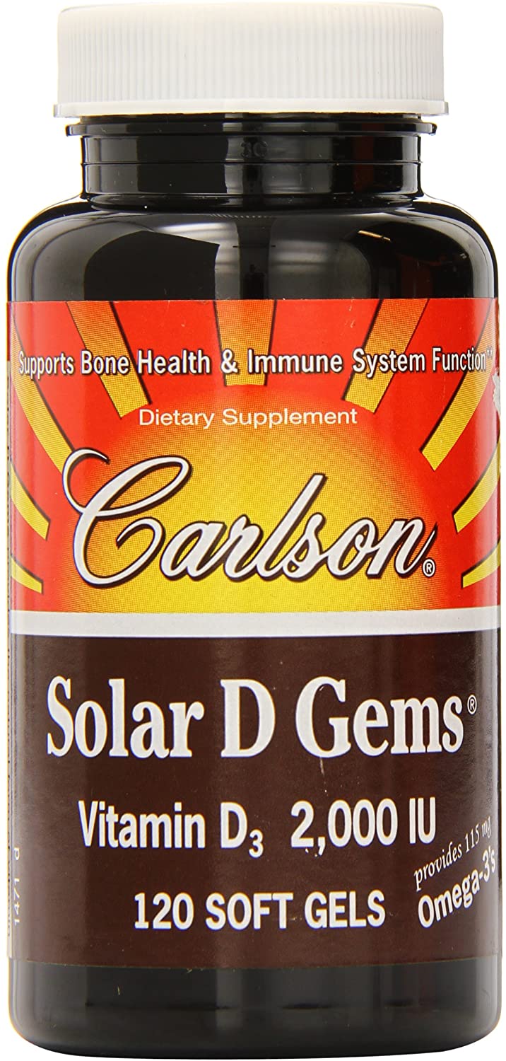 Carlson Labs Solar D Gems, 2000 IU Natural Lemon - 120 softgels