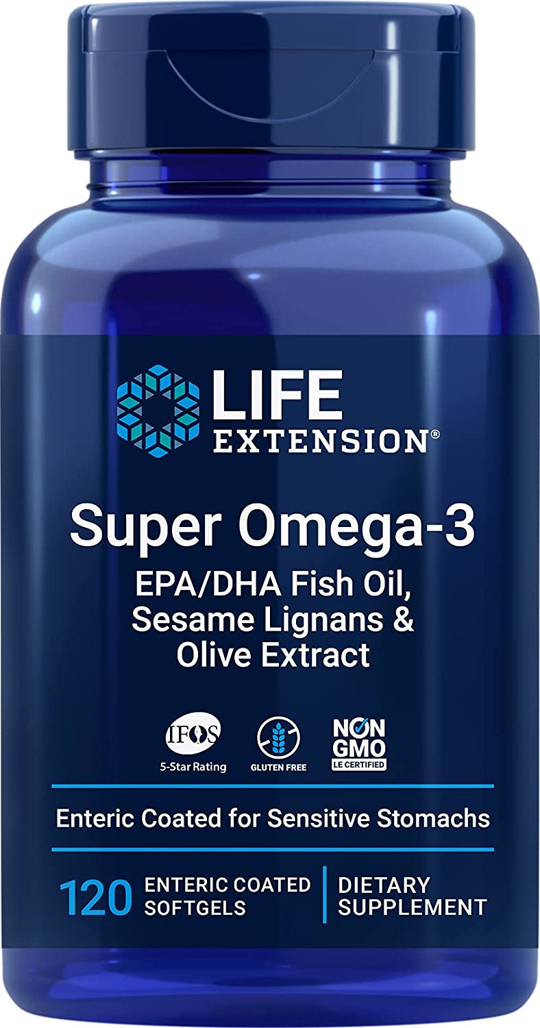 Life Extension Super Omega-3 EPA/DHA with Sesame Lignans & Olive Extract - 120 softgels