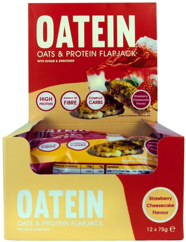 Oatein Low Sugar Protein Flapjack, Strawberry Cheesecake - 12 x 70g