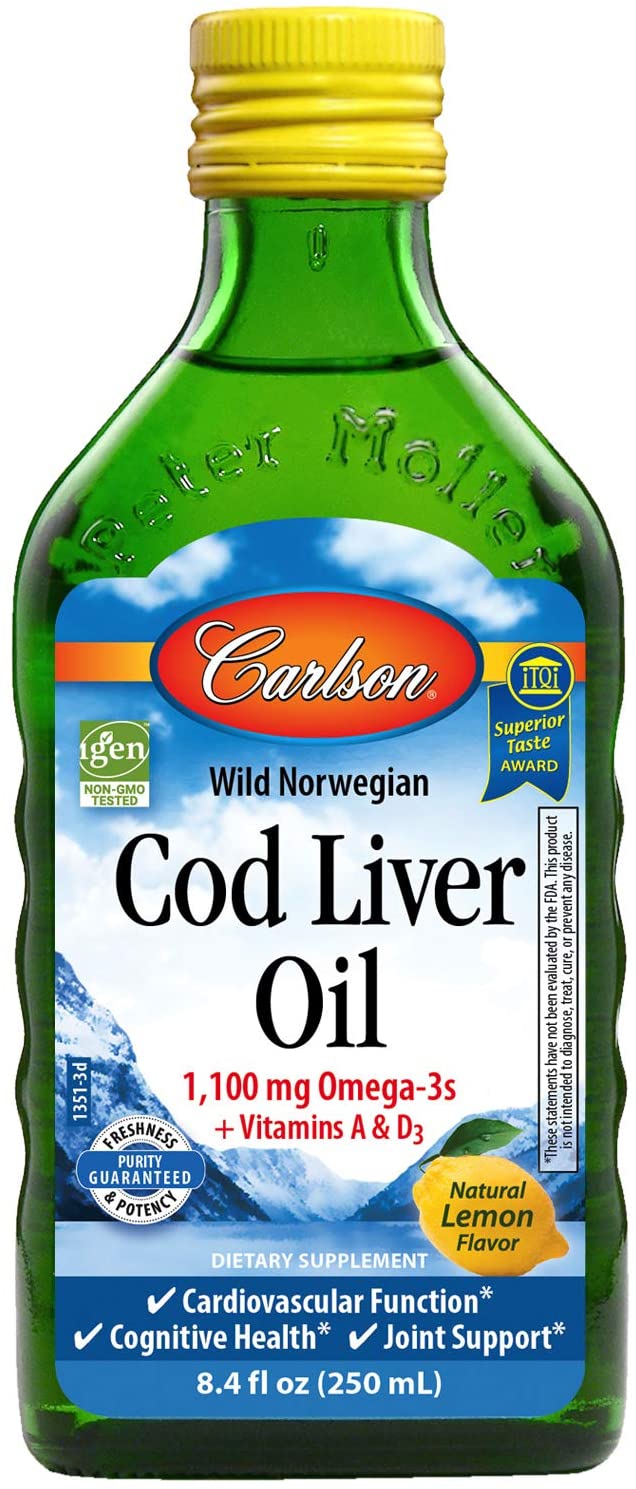 Carlson Labs Wild Norwegian Cod Liver Oil, 1100mg Natural Lemon - 250 ml.