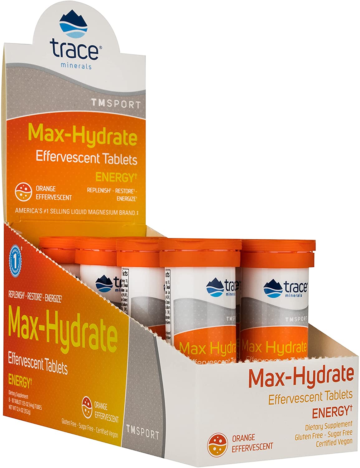 Trace Minerals Max-Hydrate Energy - Effervescent Tablets, Orange - 8 x 10 tabs