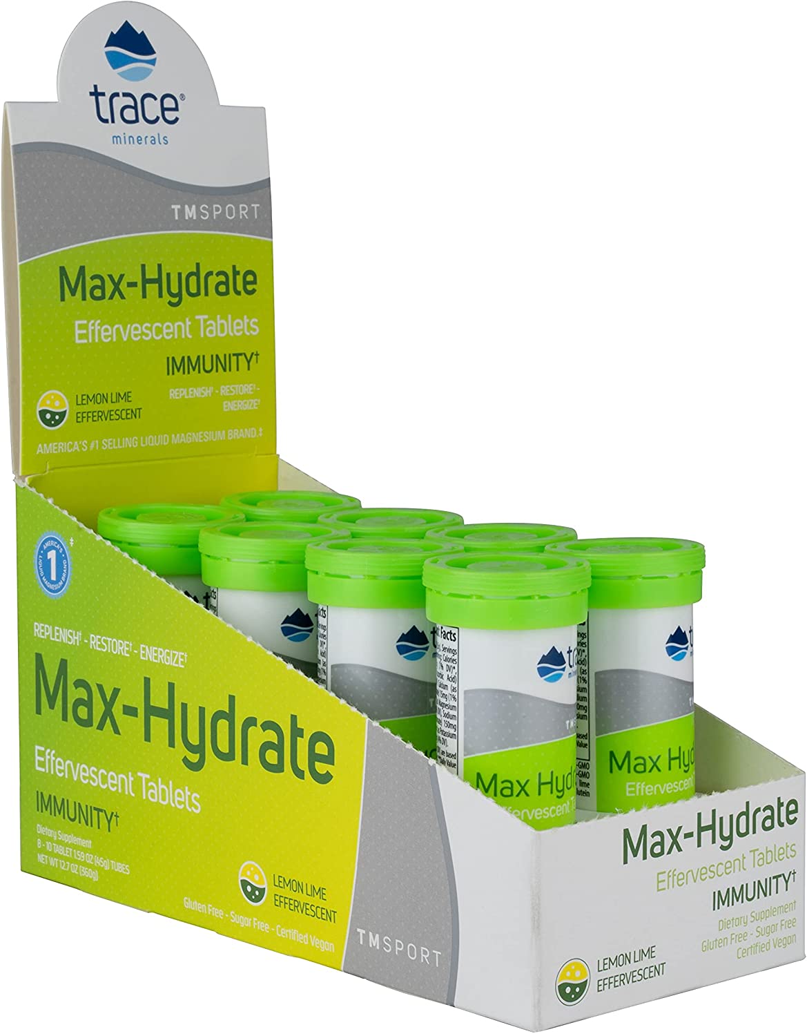 Trace Minerals Max-Hydrate Immunity - Effervescent Tablets, Lemon-Lime - 8 x 10 tabs