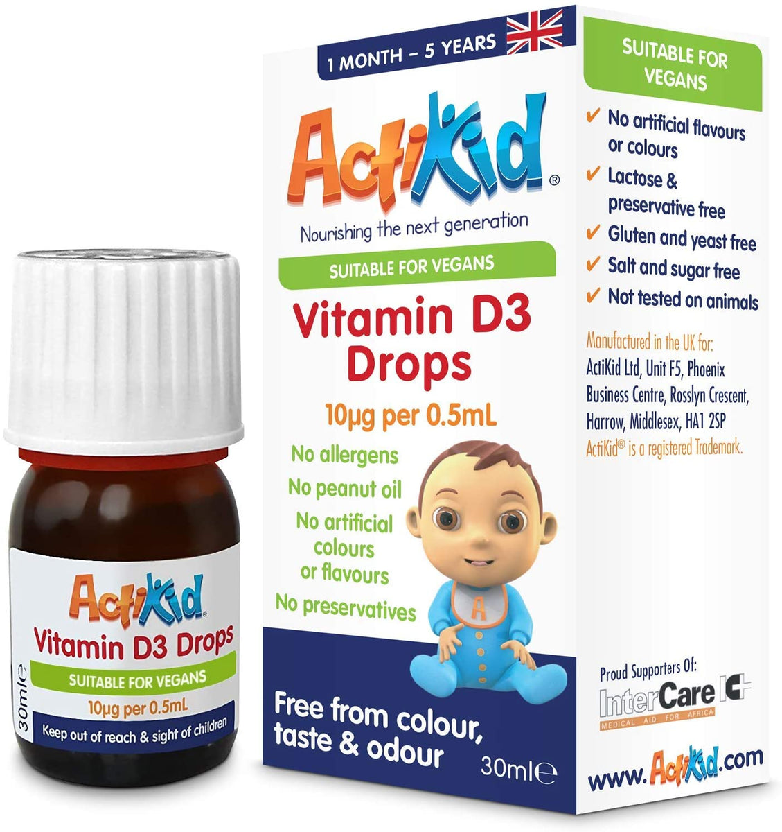 ActiKid Vitamin D3 Drops, 10mcg 30 ml. SuperfoodUK