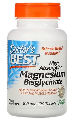 Doctor's Best High Absorption Magnesium Bisglycinate, 100mg - 120 tabs
