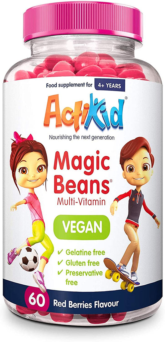 ActiKid Magic Beans Multi-Vitamin - Vegan, Red Berries - 60 beans