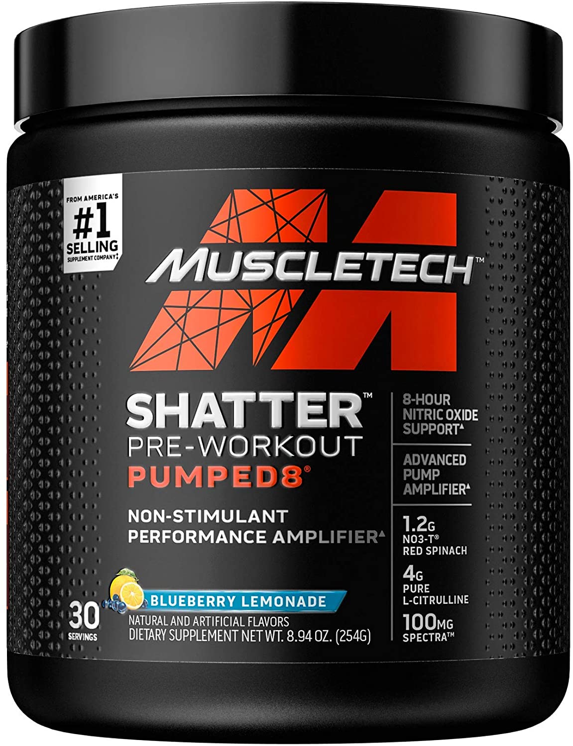 MuscleTech Shatter Pumped8 Pre-Workout, Blueberry Lemonade - 254g